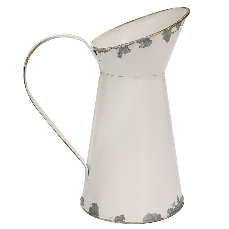 Soyizom Galvanized Metal Pitcher Farmhouse Decor Jugs White Pitcher Vases Flower Jugs Vase Shabby Chic Decor Water Can Milk Jug Rustic Decorations for Home Christmas Wedding,White-Jug/8.9â€H-Small - Image 3